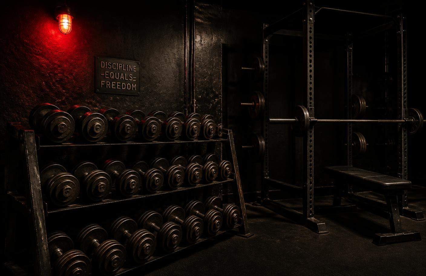 Interior del gimnasio Horus con racks y mancuernas